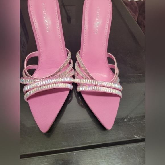 Azaleia Pink Rhinestone Slide Heel - Picture 2 of 3